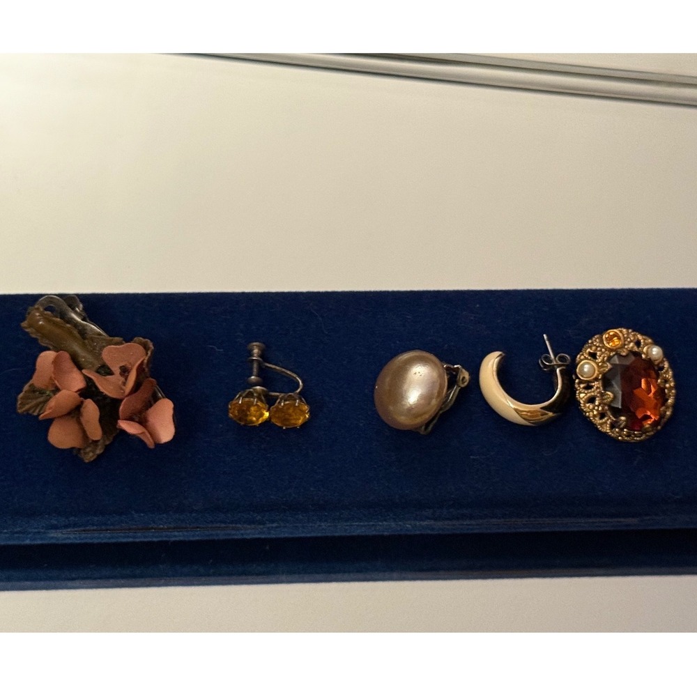 Vintage Jewelry Lot West Germany Japan Sterling Enamel Earrings Brooch 5pc
